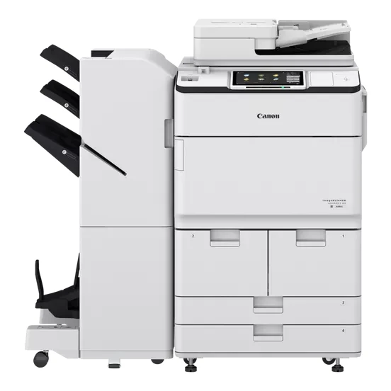 Canon imageRUNNER ADVANCE DX 6980i - widok z przodu z finiszerem