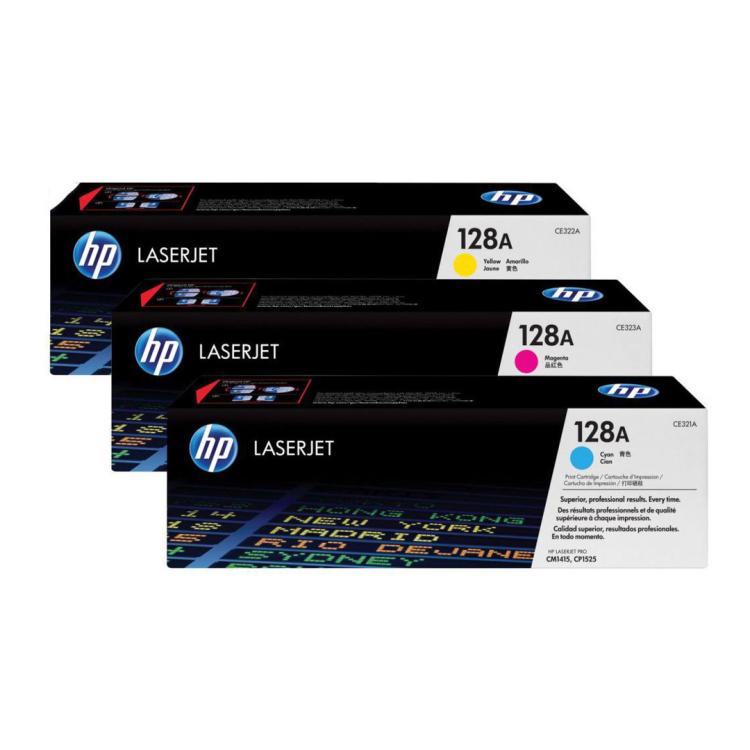 Zestaw trzech tonerów HP 128A do LJ Pro CP1525 ,CM1415 | 3 x 1 300 str. | CMY CF371AM