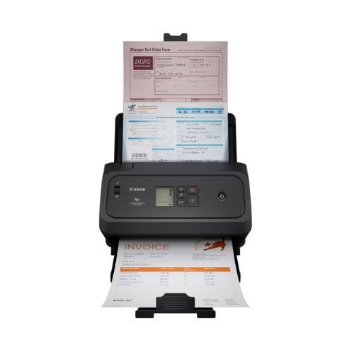Skaner Canon DR-C340 - widok z przodu z dokumentami