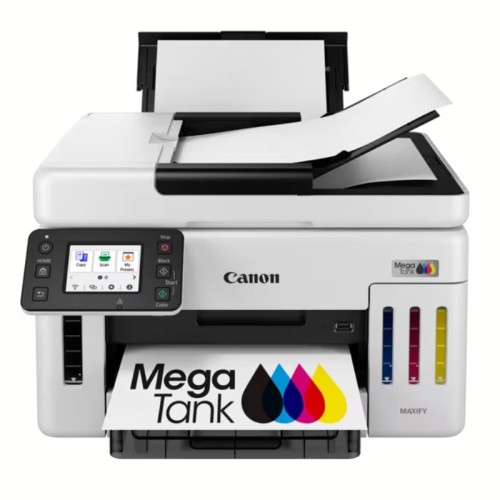 Drukarka Canon GX6140 - widok z przodu z wydrukiem