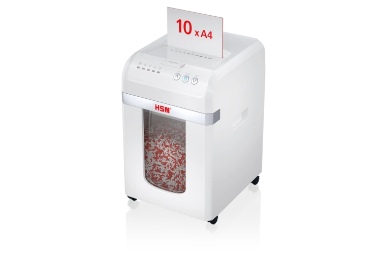 Niszczarka HSM shredstar X200 - widok 3d z arkuszem papieru
