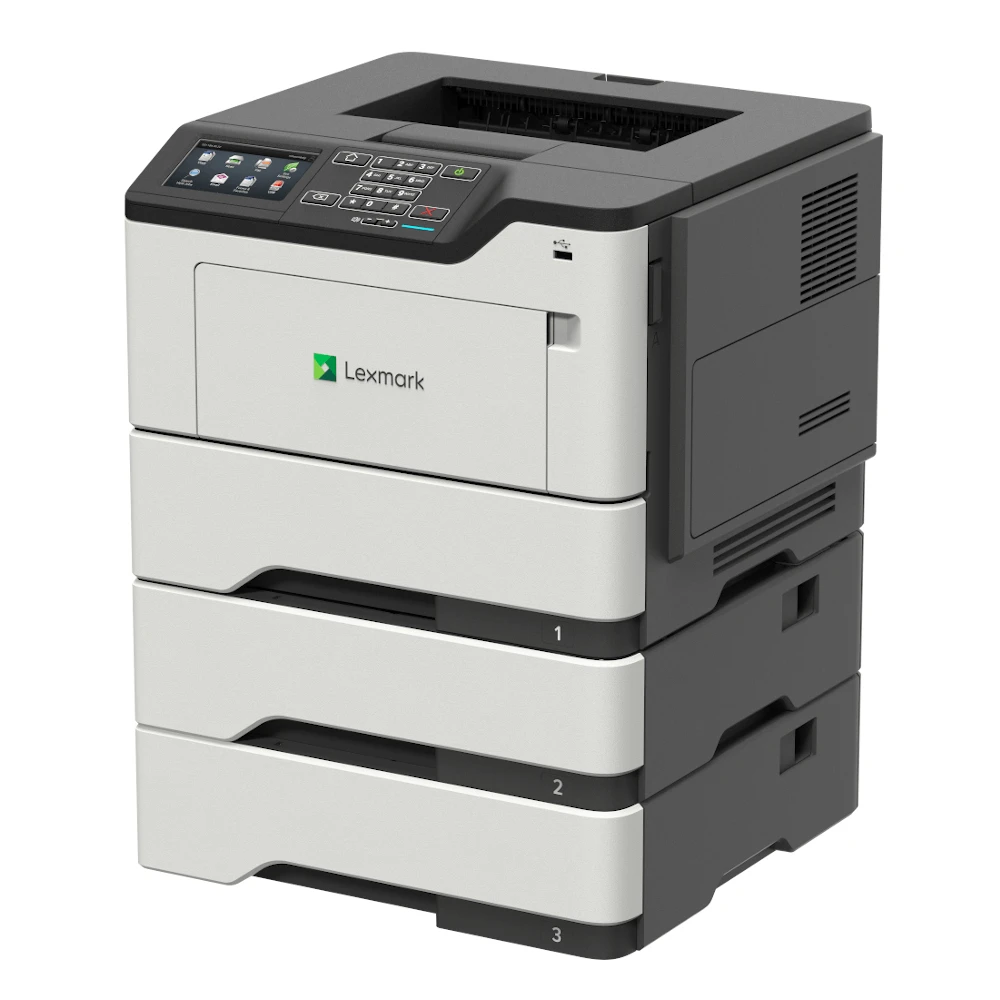 Drukarka Lexmark M3250 z szufladami - widok 3d
